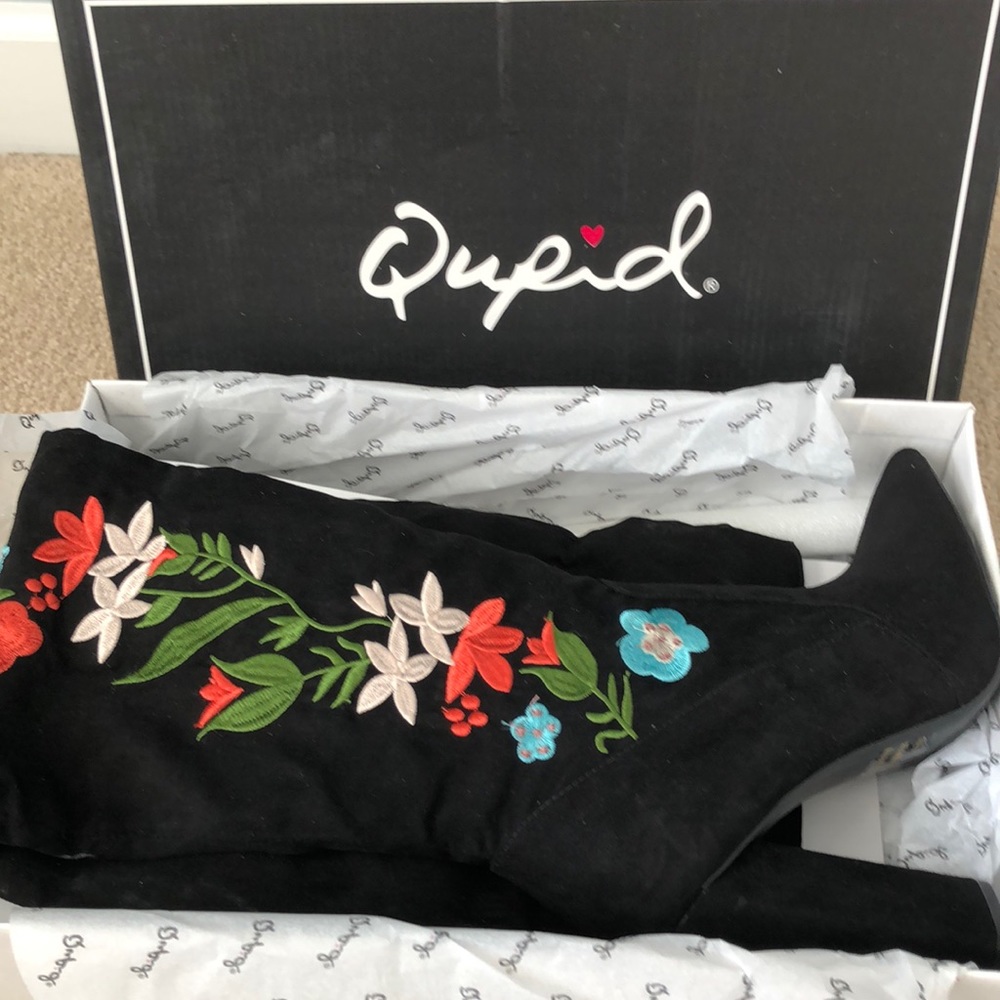 Brand new embroidered over the knee boots